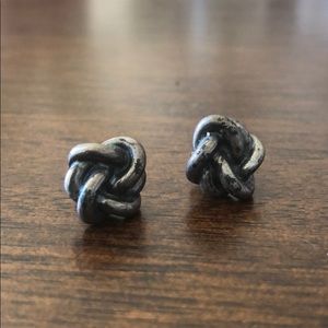 Sterling silver knot earrings.
